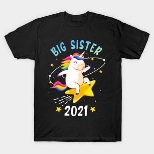 Big Sister 2021 Unicorn Sibling Girls T-Shirt